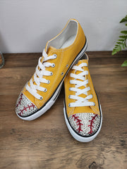 Rhinestone Embellished Softball Low Top Sneakers