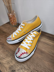 Rhinestone Embellished Softball Low Top Sneakers