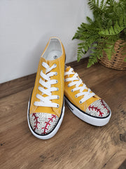 Rhinestone Embellished Softball Low Top Sneakers