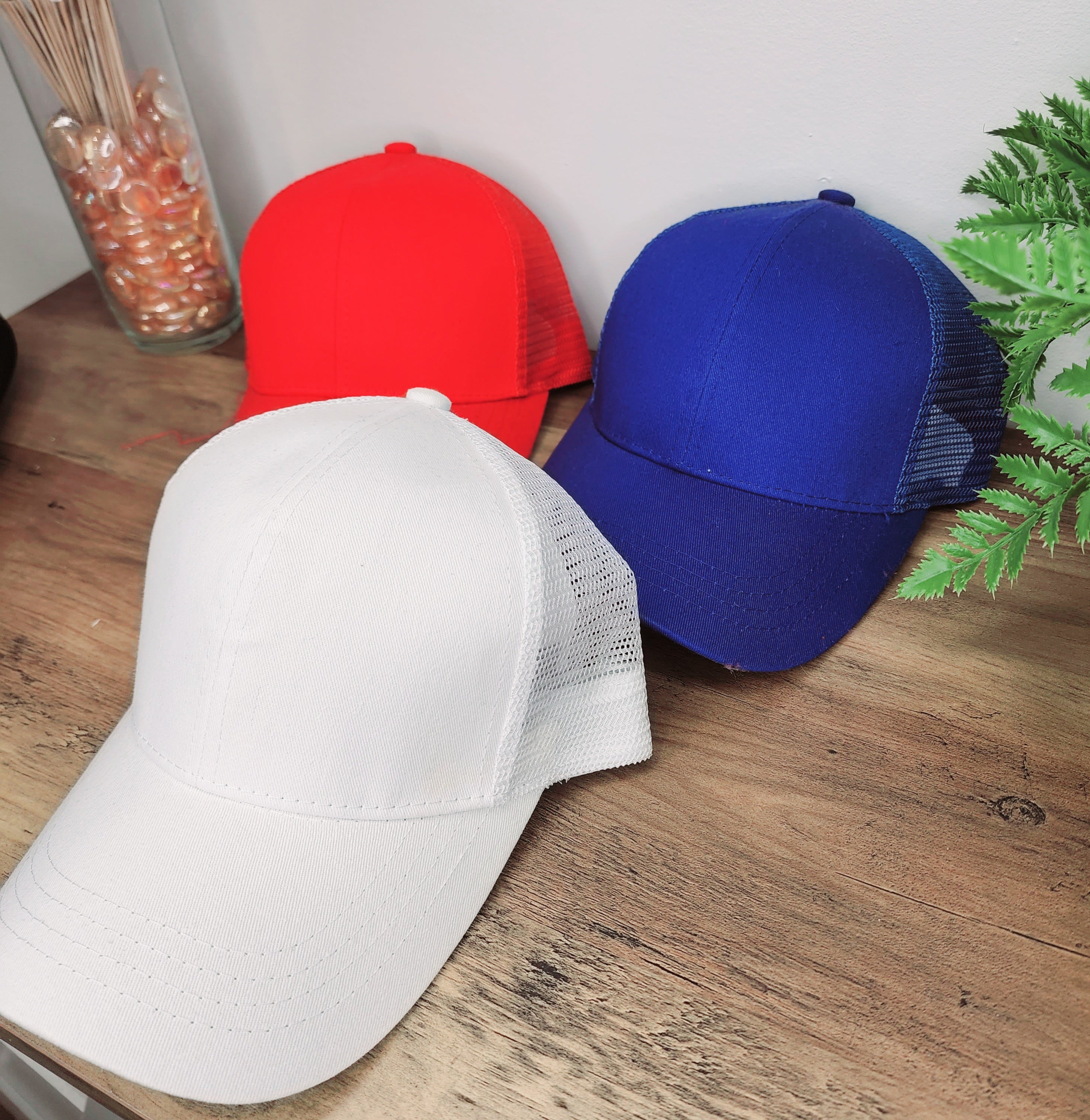 USA Customizable Chenille Letter Patch High Ponytail Cap