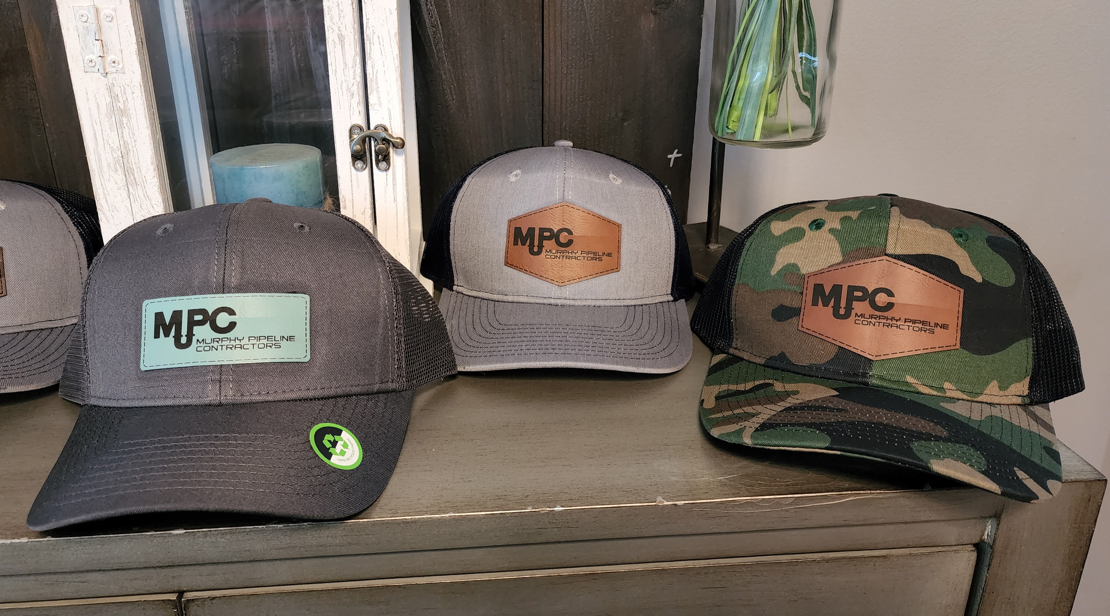 Custom Leather Patch Port Authority Snapback Trucker Cap