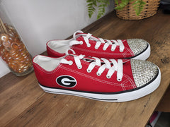 Rhinestone Embellished Georgia Bulldogs Low Top Sneakers