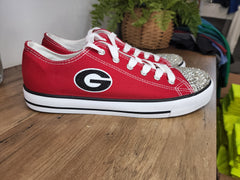 Rhinestone Embellished Georgia Bulldogs Low Top Sneakers