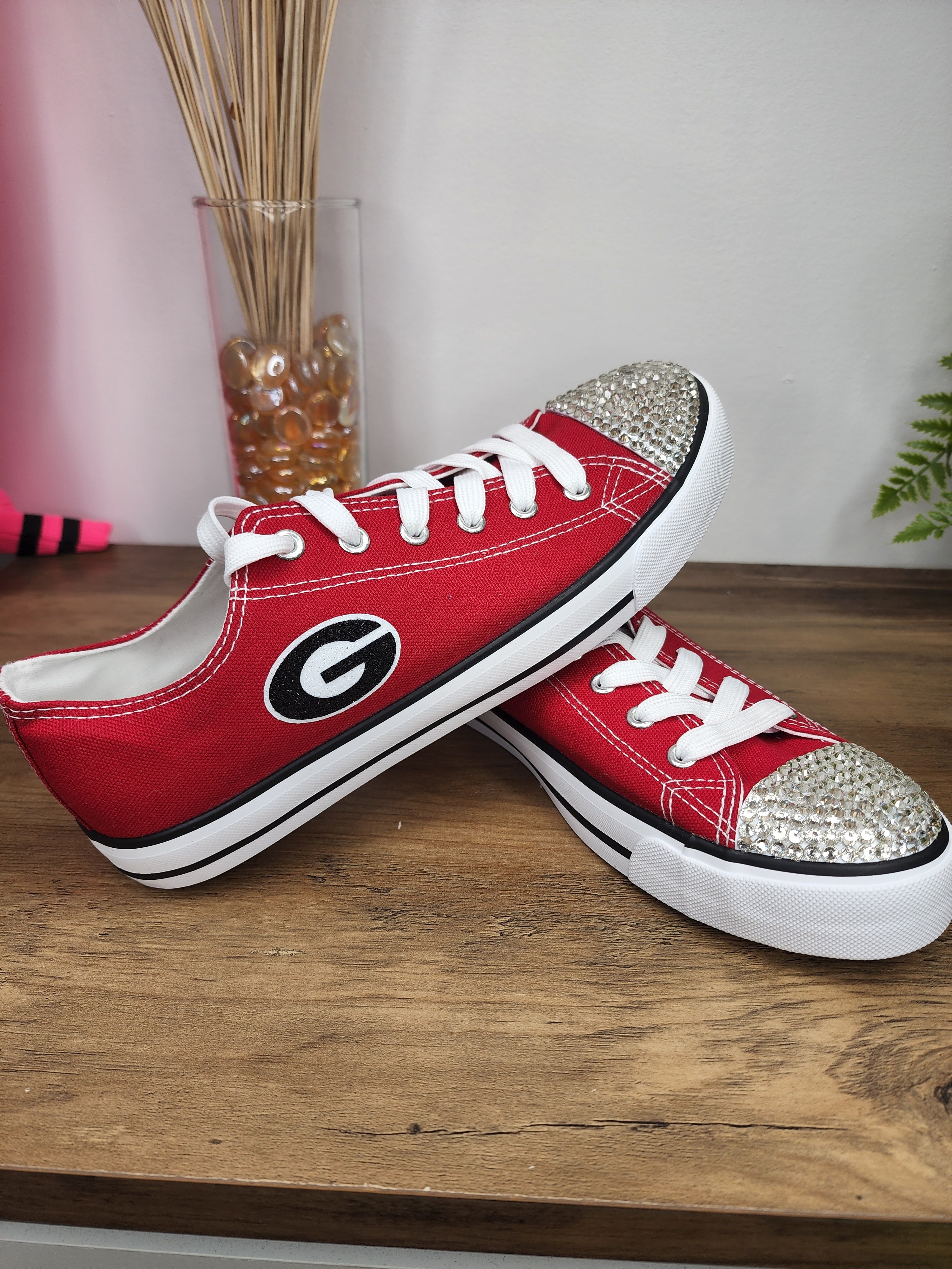 Rhinestone Embellished Georgia Bulldogs Low Top Sneakers