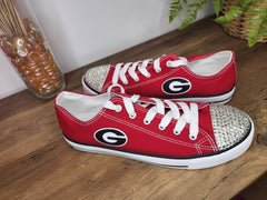 Rhinestone Embellished Georgia Bulldogs Low Top Sneakers