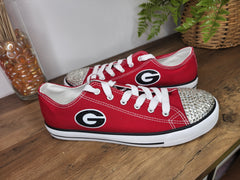 Rhinestone Embellished Georgia Bulldogs Low Top Sneakers
