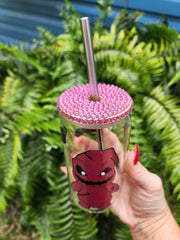Oogie Boogie Pink Glitter Beer Can Glass Tumbler