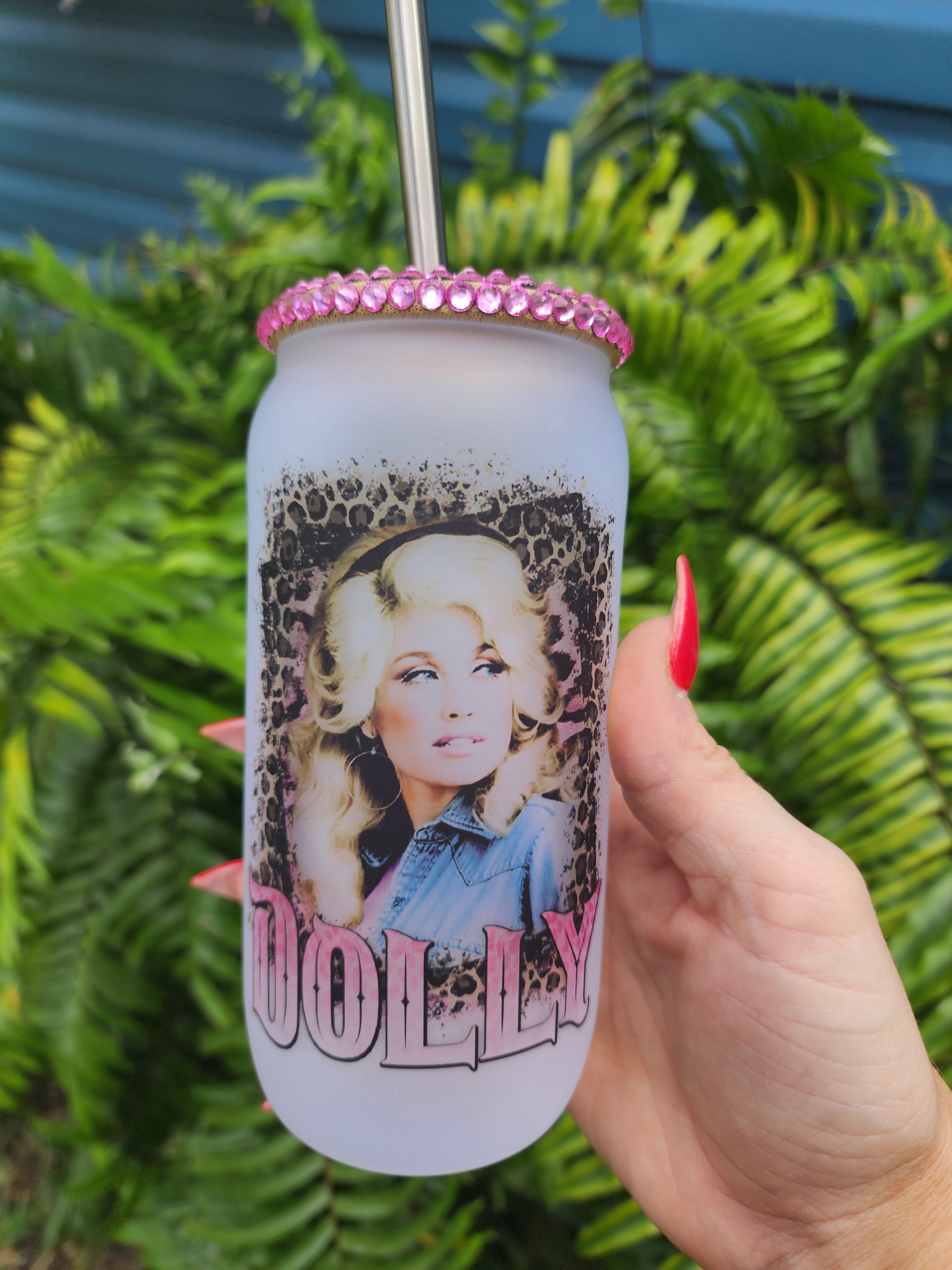 Dolly Parton Leopard Print Beer Can Glass Tumbler