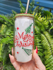 Merry Christmas Metallic Beer Can Glass Tumbler