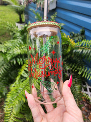 Merry Christmas Metallic Beer Can Glass Tumbler