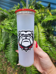 Rhinestone Georgia Bulldogs Skinny Glass Tumbler