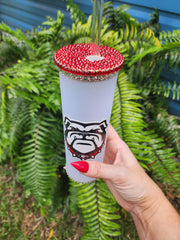 Rhinestone Georgia Bulldogs Skinny Glass Tumbler