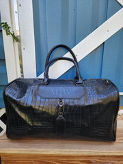 Monogrammed Crocodile Embossed Duffel Bag