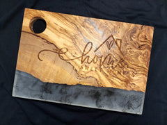 Home Sweet Home Olive Wood and White Resin Serving/Charcuterie Board