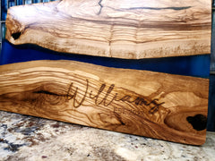 Customized Name and Date Olive Wood and Blue Resin Serving/Charcuterie Board