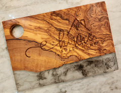 Home Sweet Home Olive Wood and White Resin Serving/Charcuterie Board