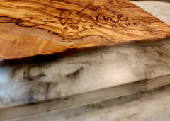 Home Sweet Home Olive Wood and White Resin Serving/Charcuterie Board