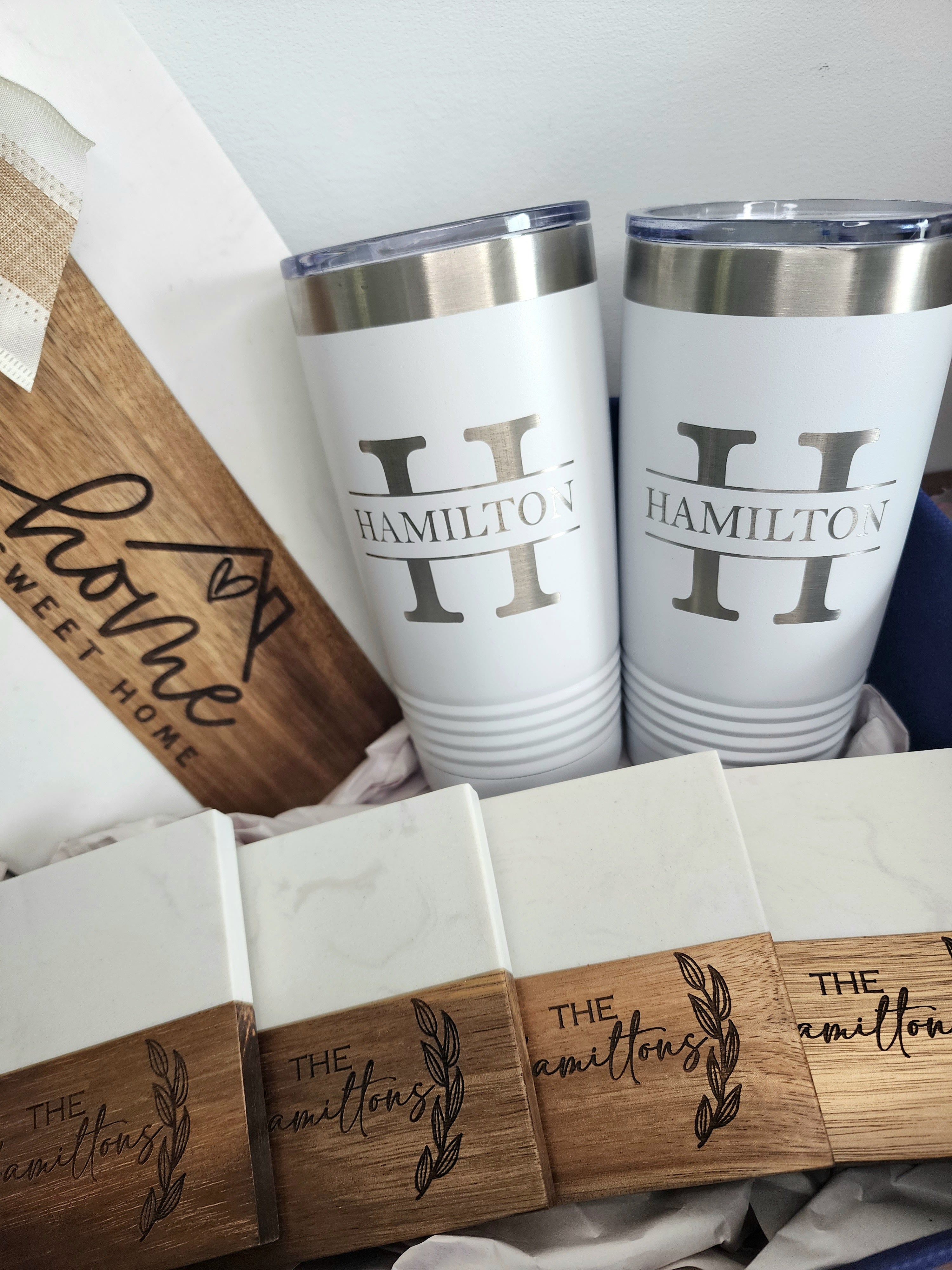 Custom Closing Gift Set- Acopa Marble and Acacia Wood