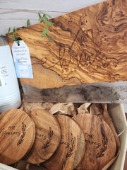 Custom Closing Gift Set- Olive Wood & White Resin