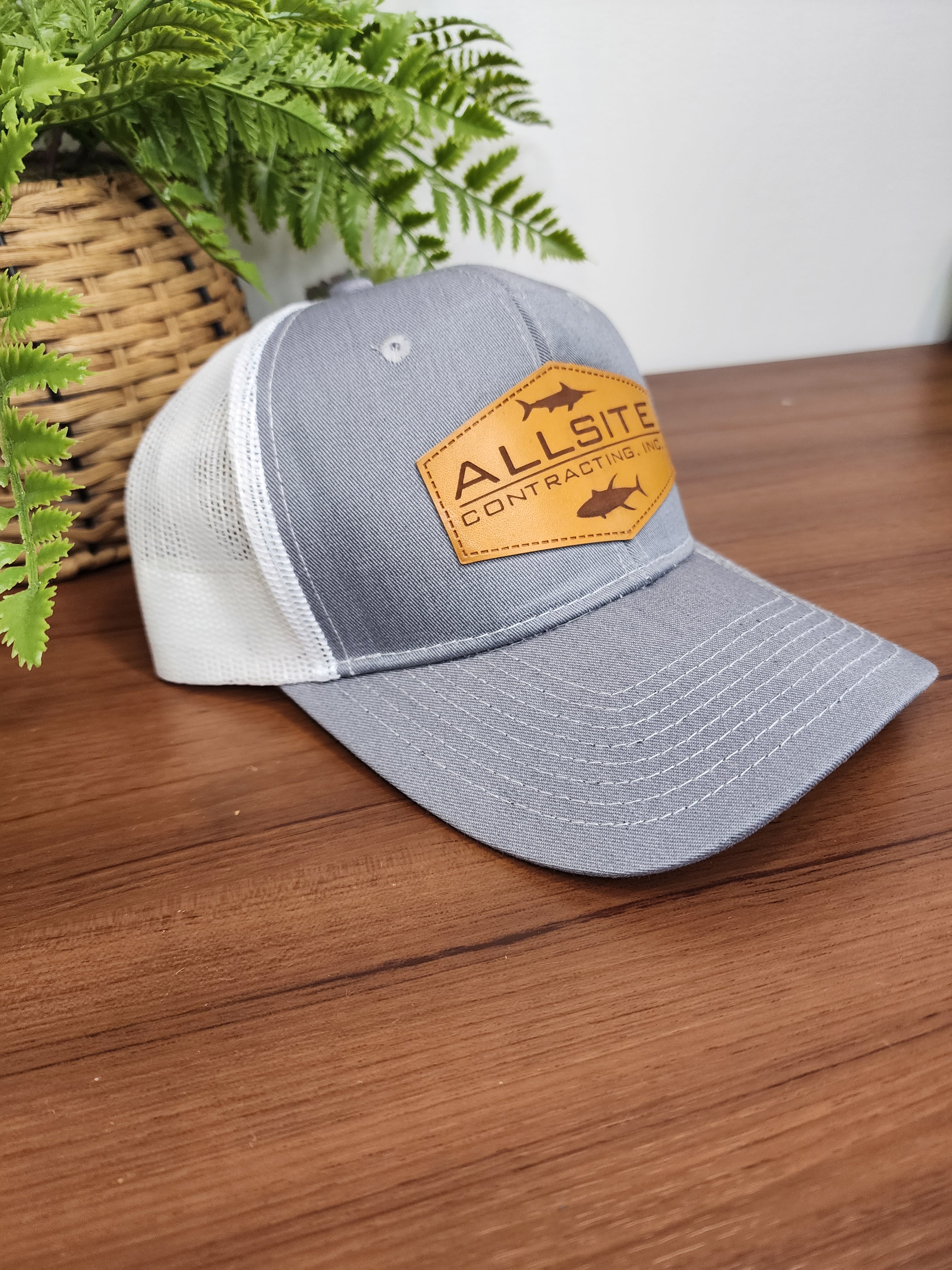 Custom Leather Patch Port Authority Snapback Trucker Cap