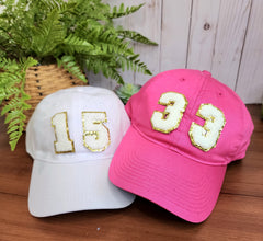 Customizable Chenille Number Patch Ballcap