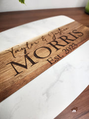 Custom Acopa Marble and Acacia Wood Cutting/Serving Board