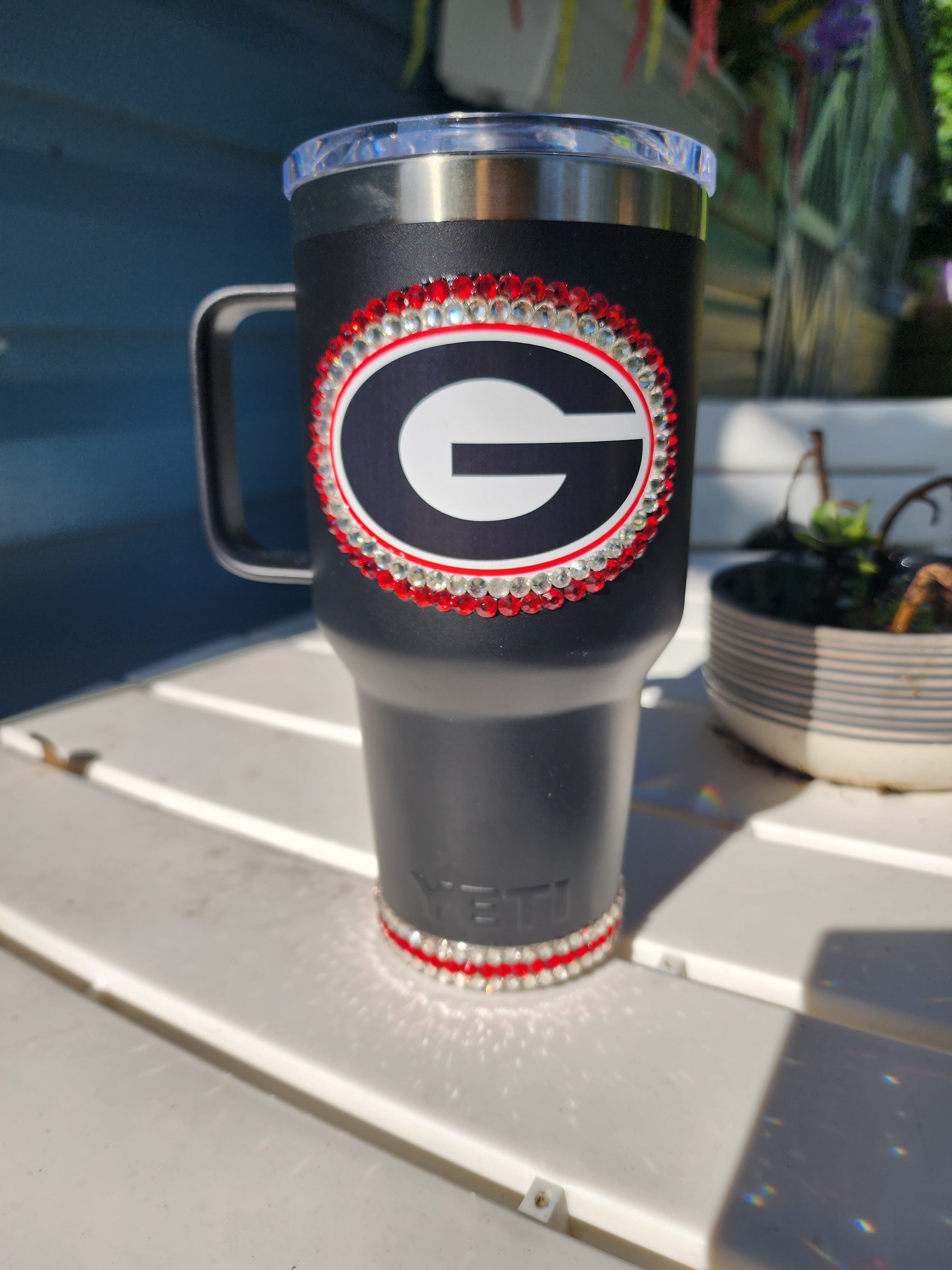 30 oz Rhinestone Georgia Bulldogs Yeti Rambler Travel Cup
