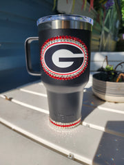 30 oz Rhinestone Georgia Bulldogs Yeti Rambler Travel Cup