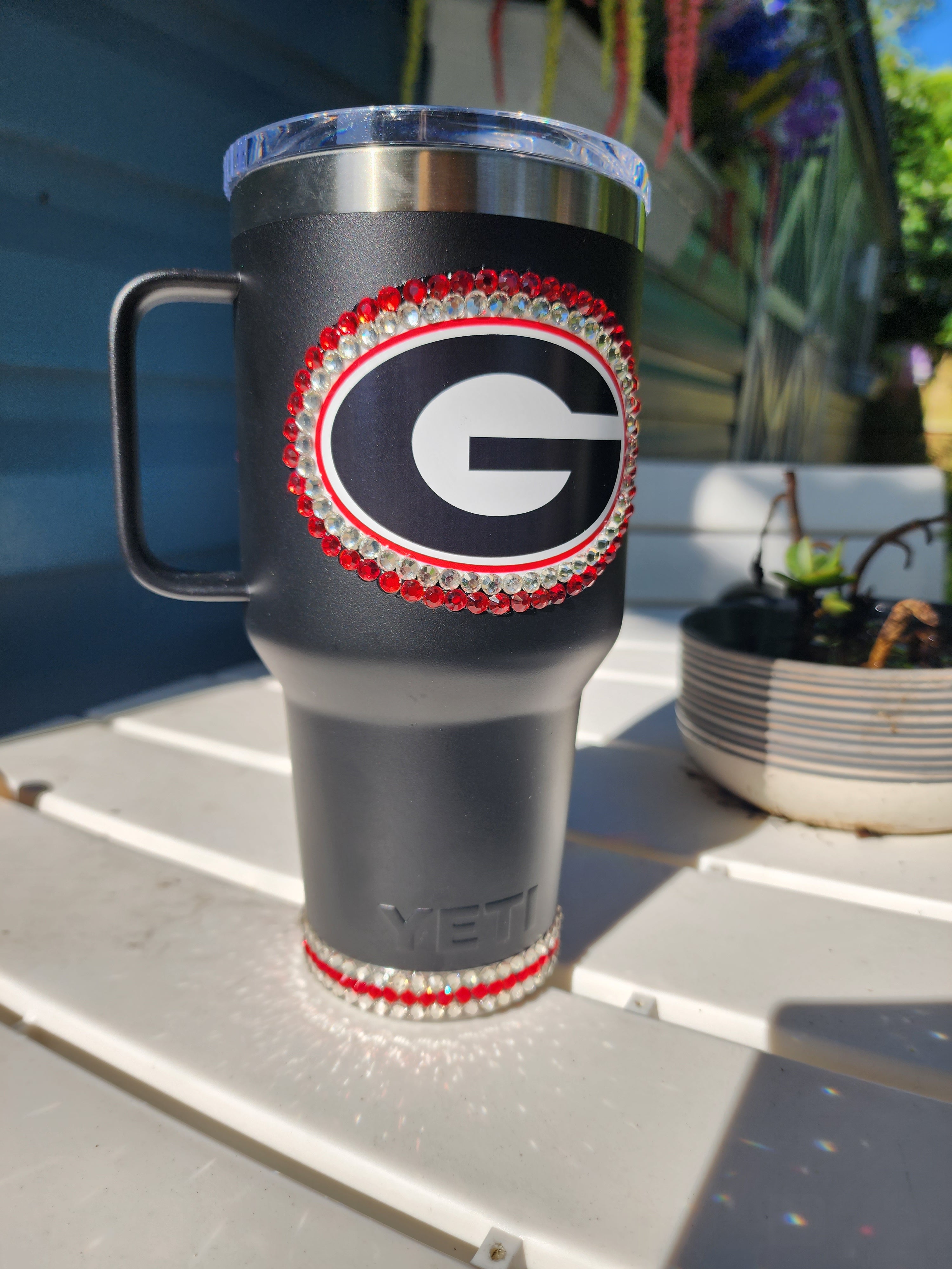 30 oz Rhinestone Georgia Bulldogs Yeti Rambler Travel Cup