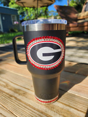 30 oz Rhinestone Georgia Bulldogs Yeti Rambler Travel Cup