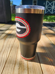 30 oz Rhinestone Georgia Bulldogs Yeti Rambler Travel Cup