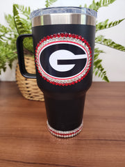 30 oz Rhinestone Georgia Bulldogs Yeti Rambler Travel Cup