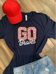 Braves Leopard Print Glitter Tee