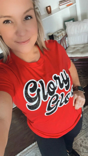 Glory Glory Georgia Bulldogs Glitter Top: College Football Fan Gear