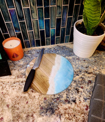 Sea Waves Beach Themed Glass Cutting Boards