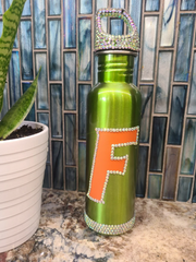 Rhinestone Florida Gators Steel Insulated Water Bottle with Lid
