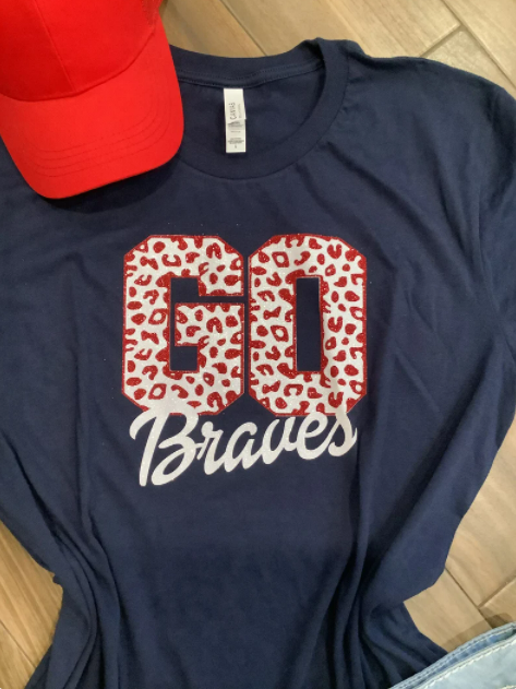 Braves Leopard Print Glitter Tee
