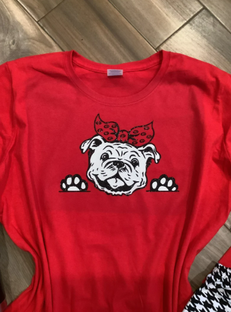Georgia Bulldog with Bow Glitter Shirt