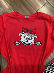 Georgia Bulldog with Bow Glitter Shirt