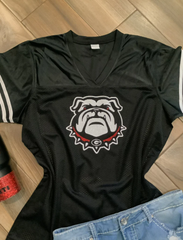 Black Georgia Bulldogs Football Glitter Top