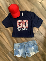 Braves Leopard Print Glitter Tee