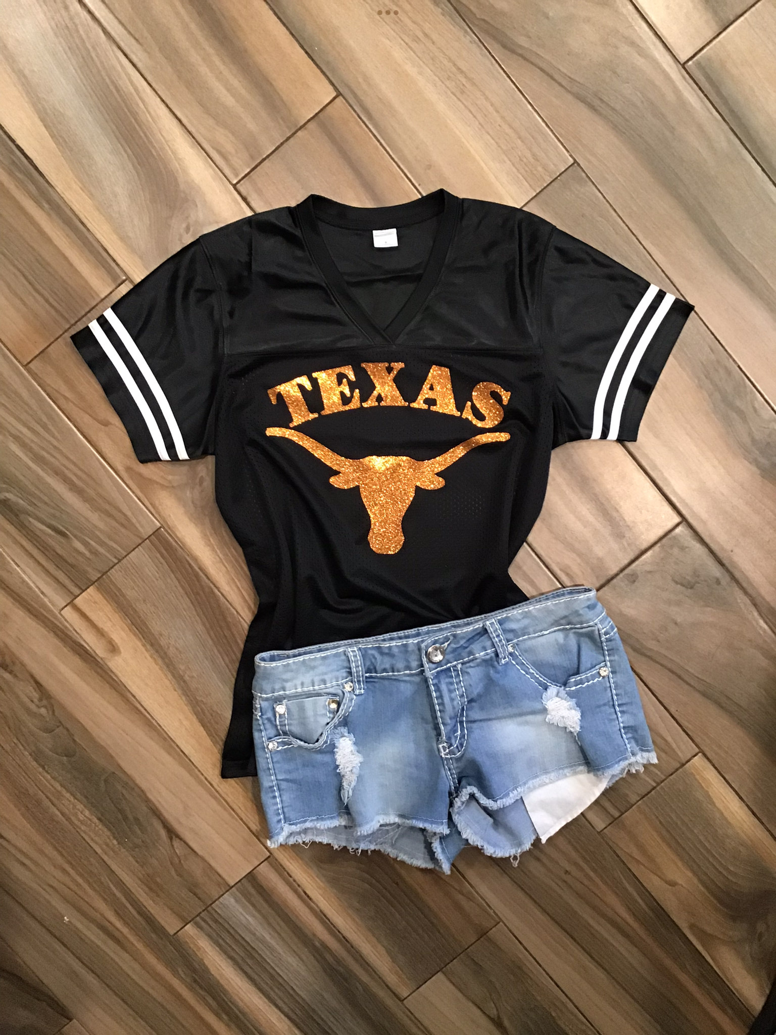 Texas Longhorns Glitter Top - Black