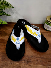 Custom Baseball Glitter Flip Flops