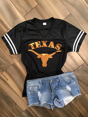 Texas Longhorns Glitter Top - Black