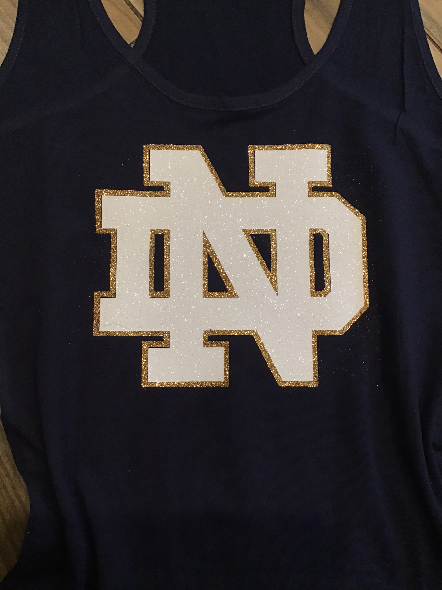 Notre Dame Navy Glitter Top