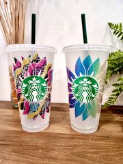 Customizable Sunflower 24 oz Rhinestone Tumbler