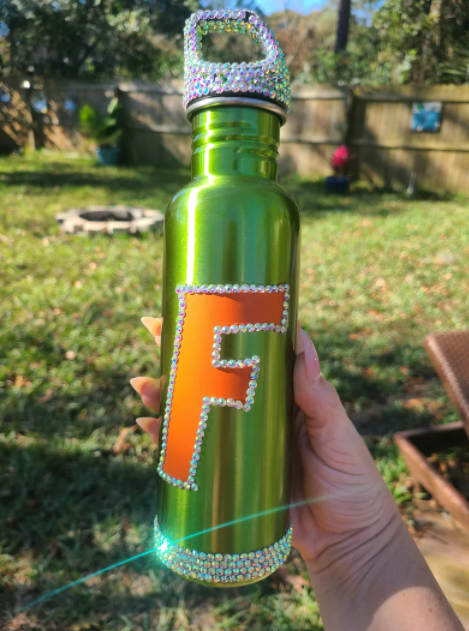 Rhinestone Florida Gators Steel Insulated Water Bottle with Lid