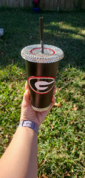 24 oz Rhinestone Georgia Bulldogs Tumbler Cold Cup
