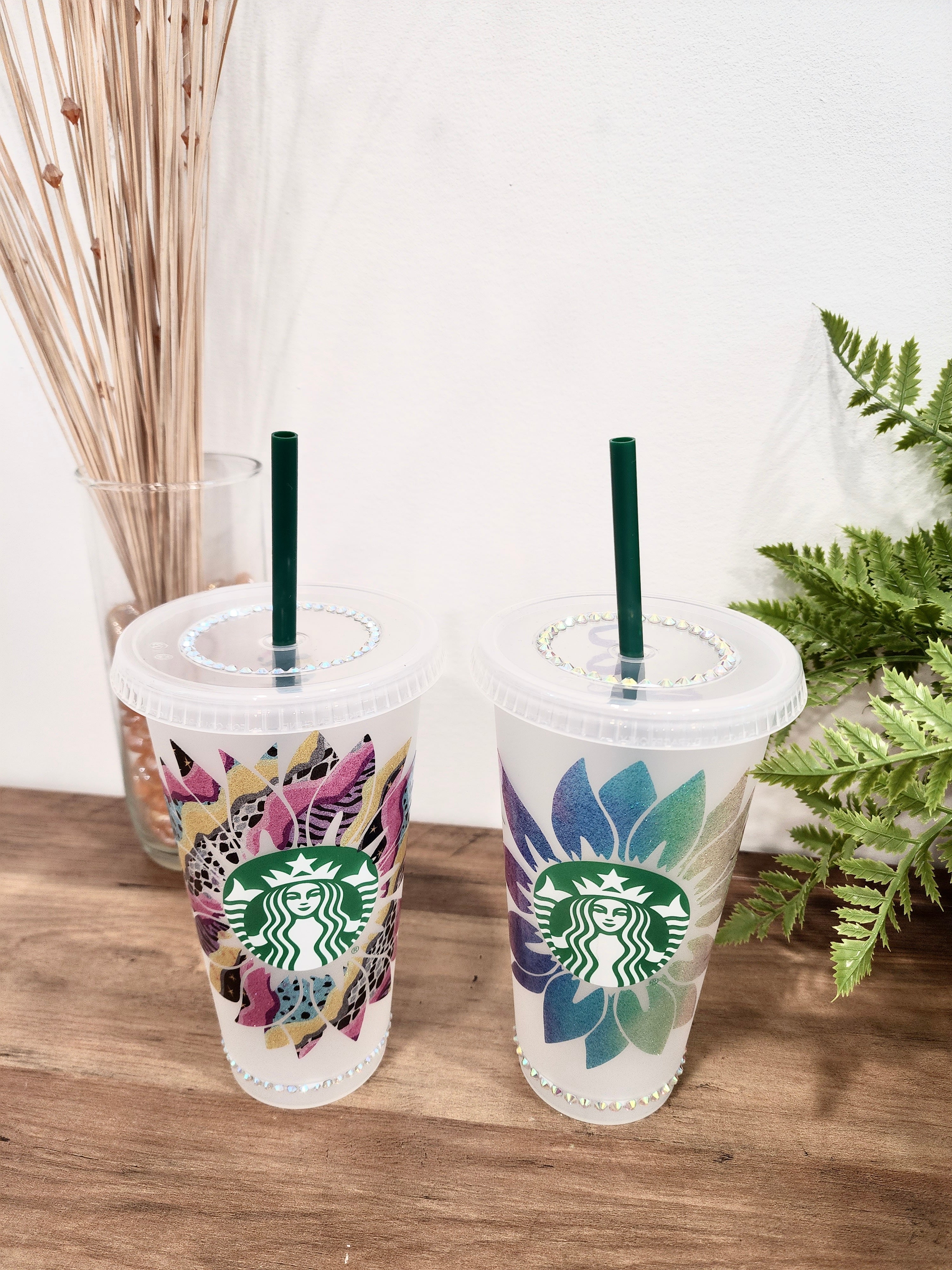 Customizable Sunflower 24 oz Rhinestone Tumbler