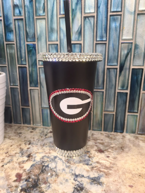 24 oz Rhinestone Georgia Bulldogs Tumbler Cold Cup